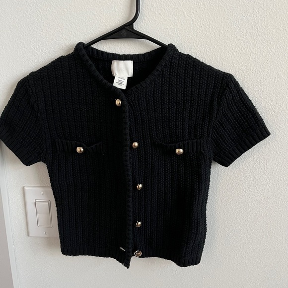 Black Knit shirt with Gold Buttons - Picture 2 of 6